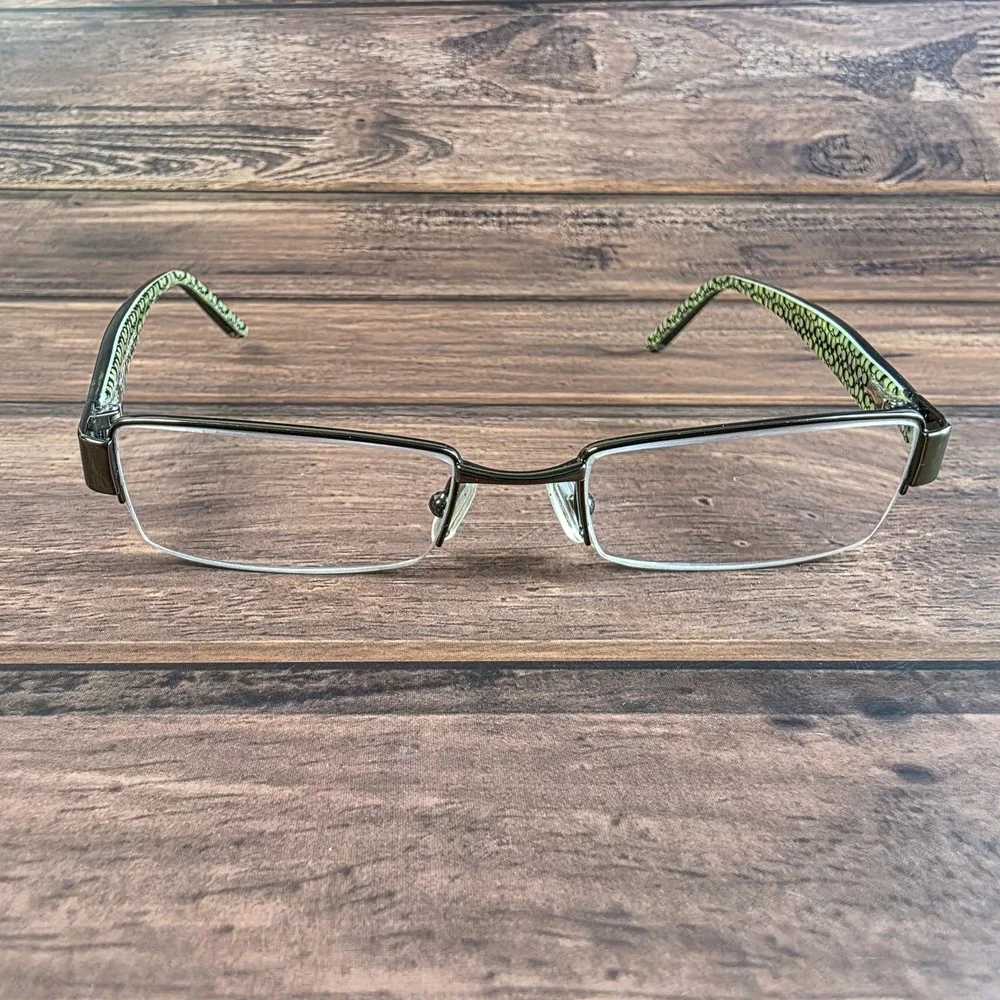 Coach Vera 232 Bottle Green Eyeglasses Semi Rimless Rectangle Heart Logo 135mm‎